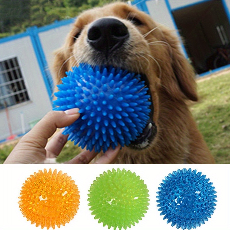 4er Set Leuchtbälle Für Hunde – Quietschend, Stachelig, Mit LED-Lichtern
