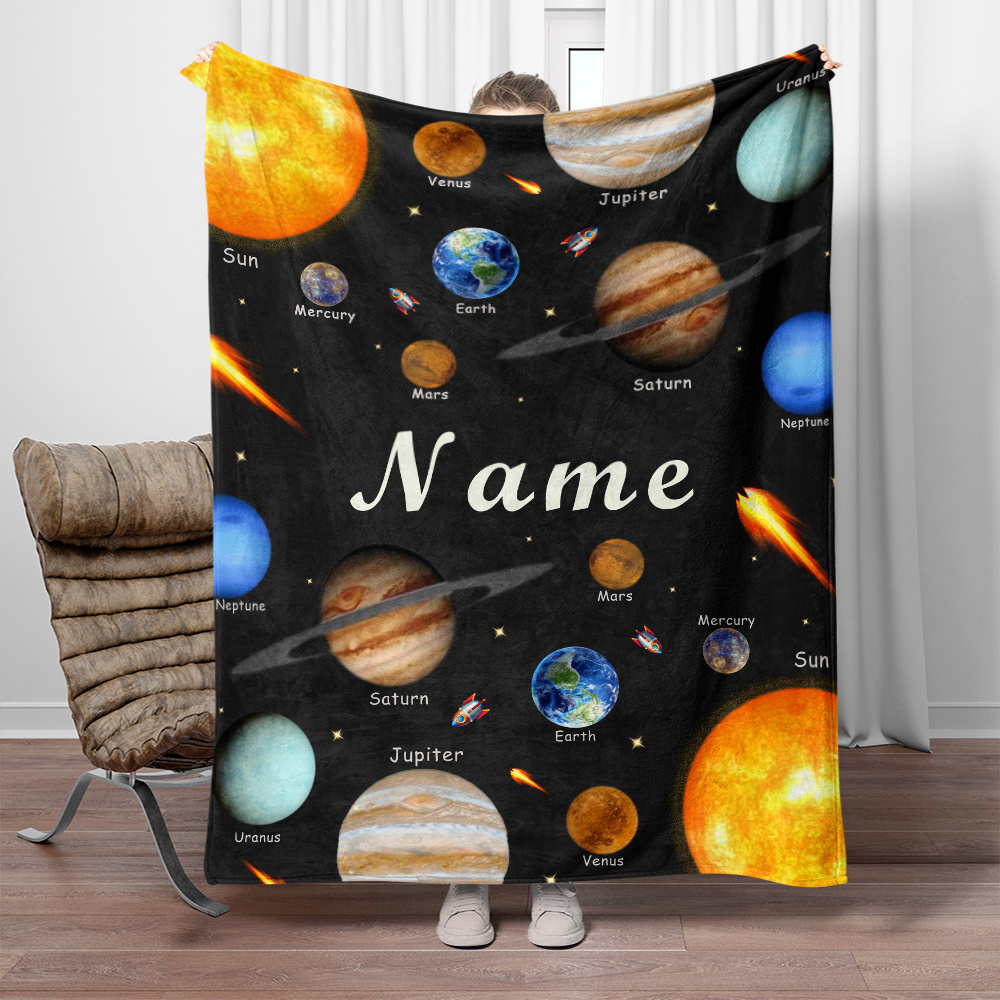 TEMU 1pc Custom Name Blanket - Soft And Machine Washable, Throw, Suitable For Sofa, Travel, Camping, Living Room, Camping Gear - Personalized Warm
