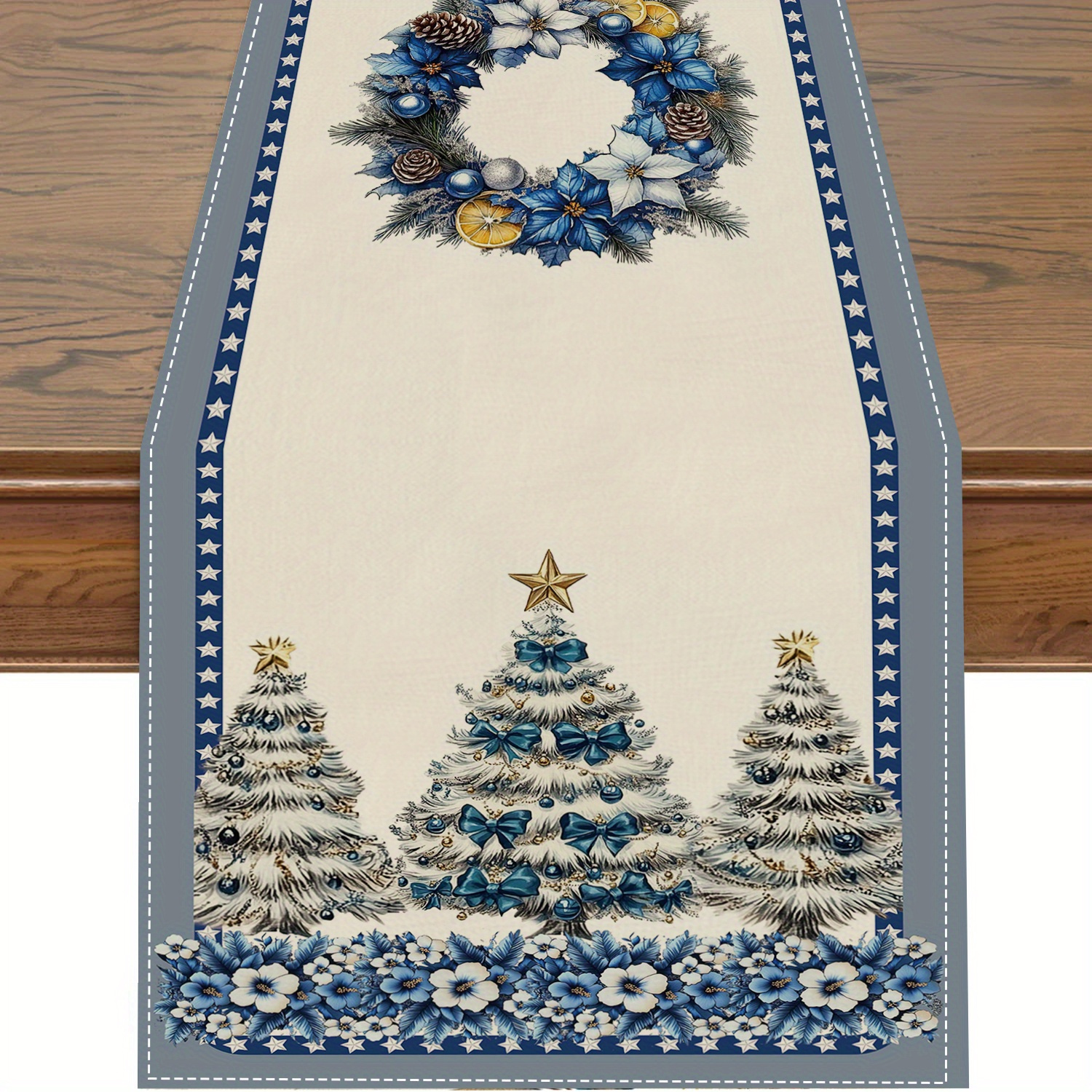 

Christmas Table - 72" Knitted , Rectangular Striped Elf & For Dining Decor, Christmas Decor