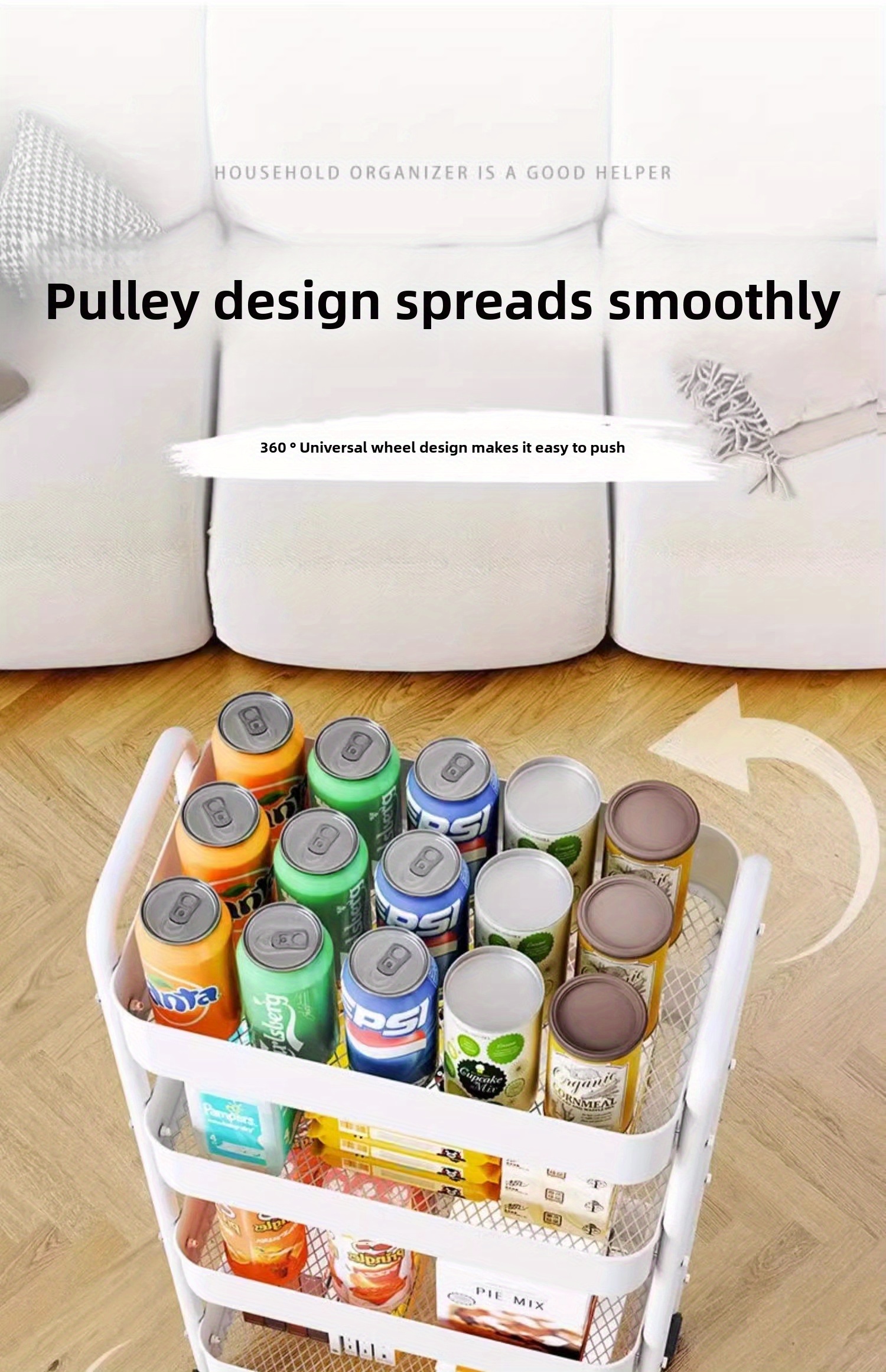 multi functional storage floor trolley multi layer mobile snack cart kitchen bathroom storage rack details 12