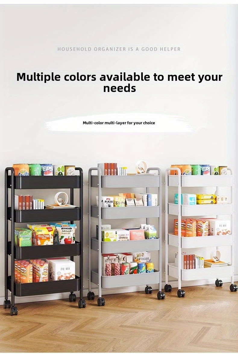 multi functional storage floor trolley multi layer mobile snack cart kitchen bathroom storage rack details 18