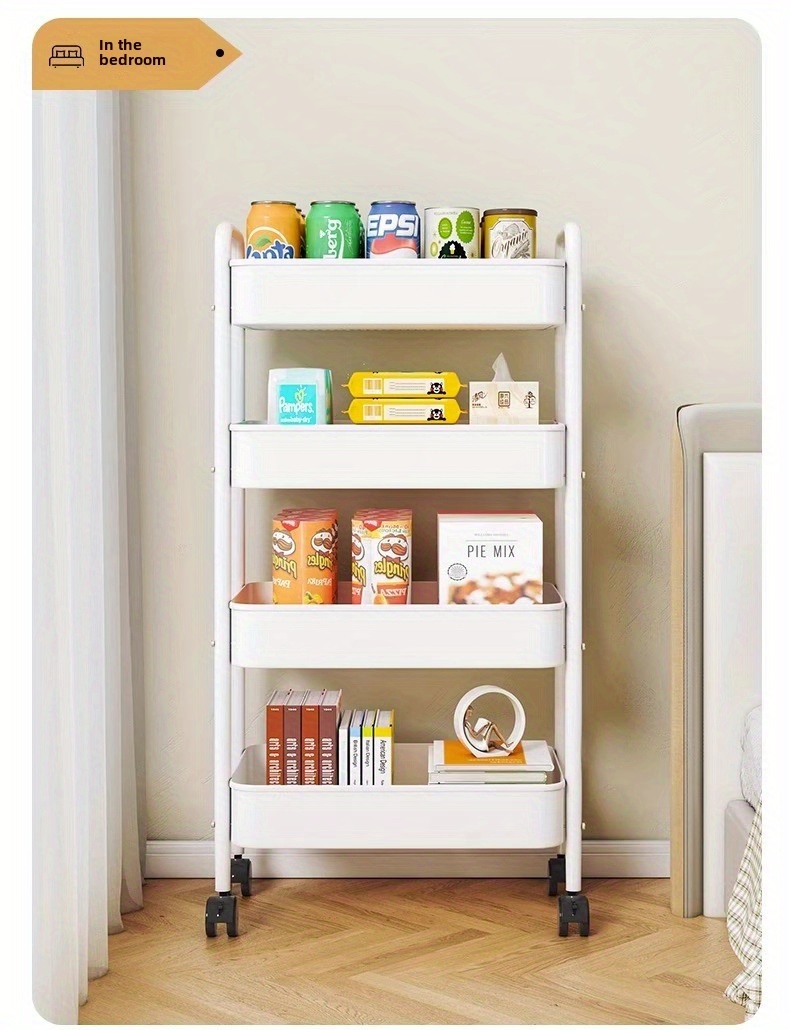 multi functional storage floor trolley multi layer mobile snack cart kitchen bathroom storage rack details 23