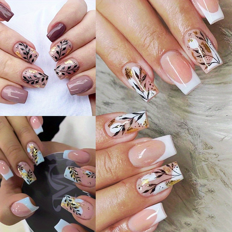 

72pcs (3 ) Fake Glueon Fall Nailsautumn On False Gold