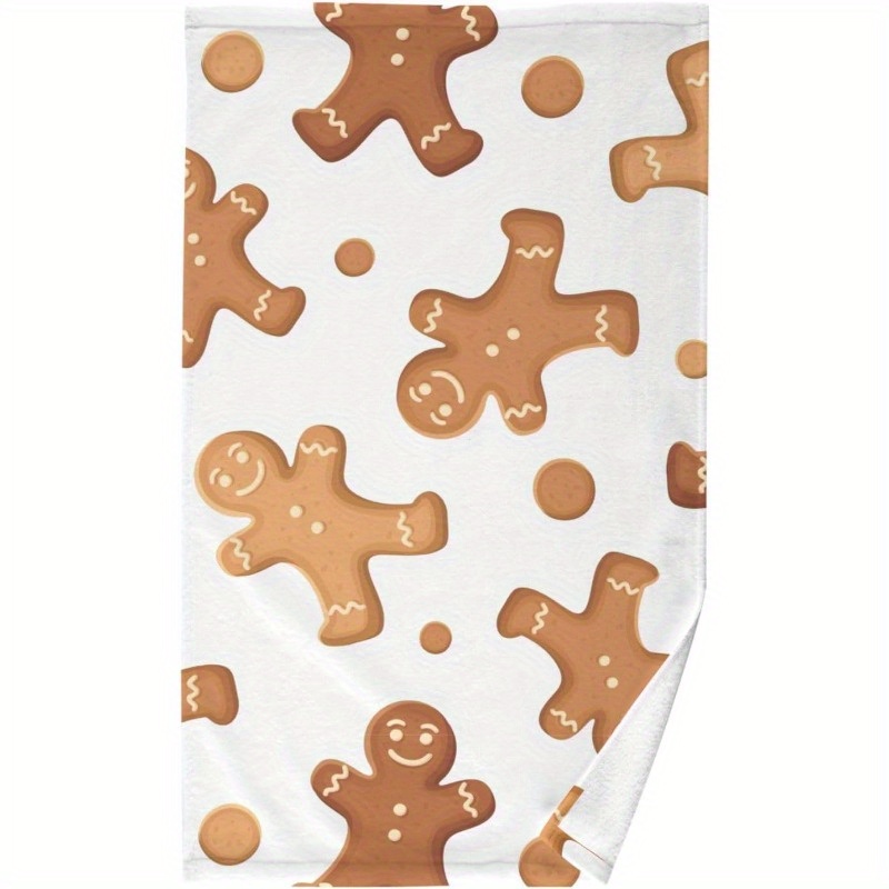 

Contemporary Gingerbread Man Kitchen Towels - Woven Polyester Dish Cloths, Super Soft, Machine Washable, Themed Towels For Home, Set Of 1, 18x26 Inches