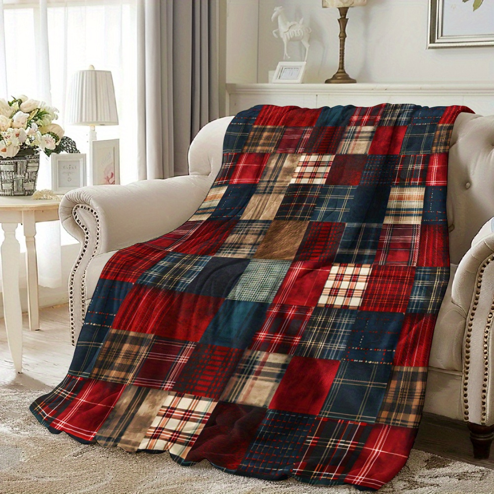 Cozy Vintage Stripe Fleece Throw Blanket Soft Warm