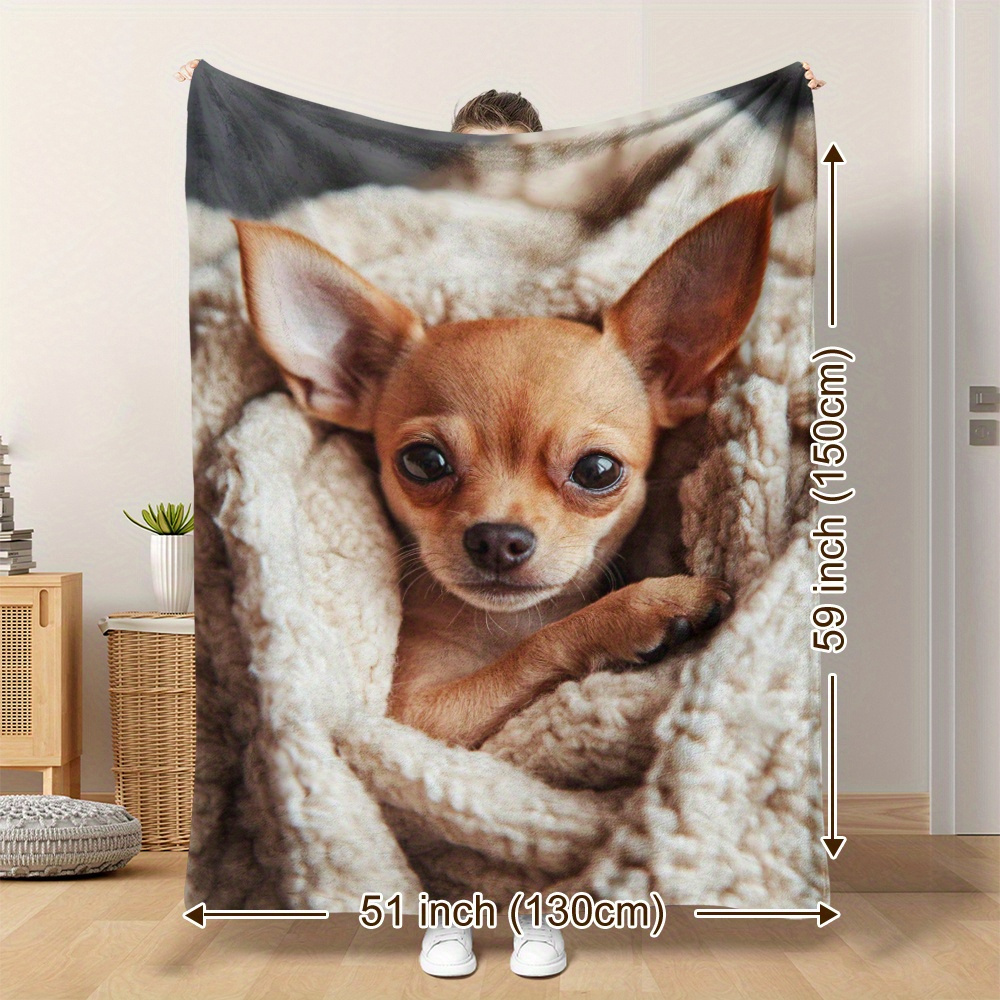 

Cozy Chihuahua Print Flannel Throw Blanket - Soft, Warm & For , Camping, Travel & Home Decor - Perfect Gift For Pet Lovers