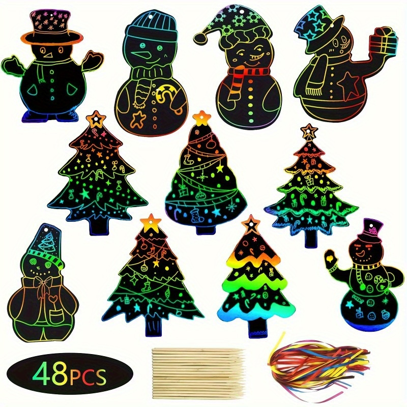 

48pcs Christmas Decorations 48 Of And 24 Of Wooden Christmas Hanging Art Crafts Christmas Decorations