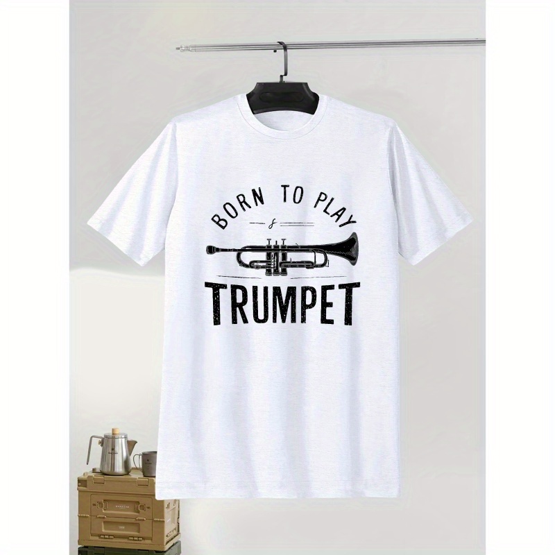 

Trumpet" Graphic Tee For Men - Casual Short Sleeve, Breathable Polyester, Summer Fashion T-shirt