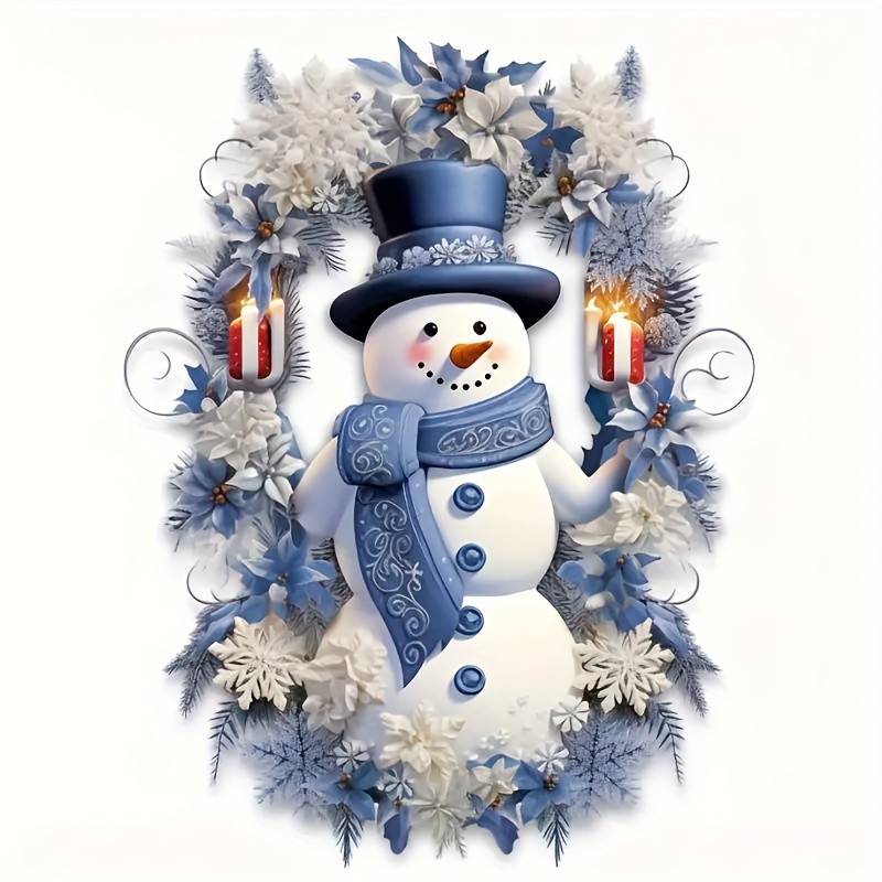 

Snowman And Wreath Decal - Christmas Snowman And , , , Decoration, Removable And