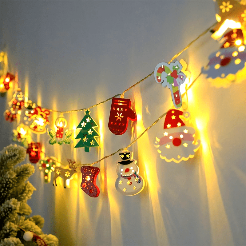 TEMU Led Christmas String Lights - Santa Claus, Snowman And More - Perfect For Indoor Holiday Decorations, Parties And Bedroom Ambiance [battery Not