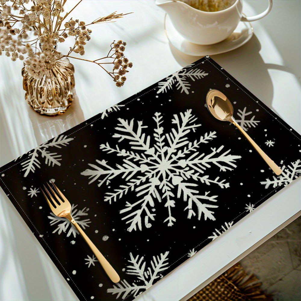 

4-piece Christmas Placemat Set - Polyester Woven Rectangle Table Mats, Machine Washable, Decorative Kitchen Dining Table Mats By Suige Home