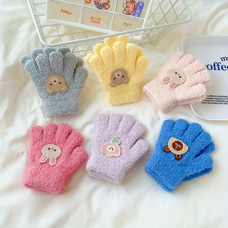 

Adorable Plush Gloves For - Soft, Warm, And Cozy Winter Accessories With Five-finger Design, Little Girls 1-3, Ideal Gift For Birthday Or Holiday