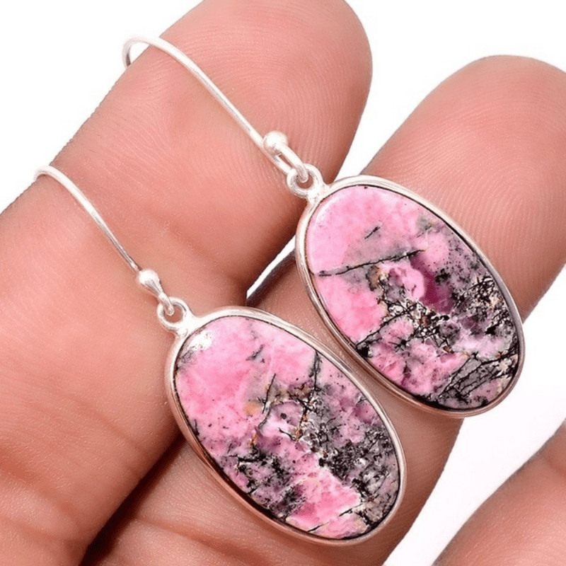 

Pink Jewel Pendant Earrings For Ladies And Girls - Handmade, Silver-plated