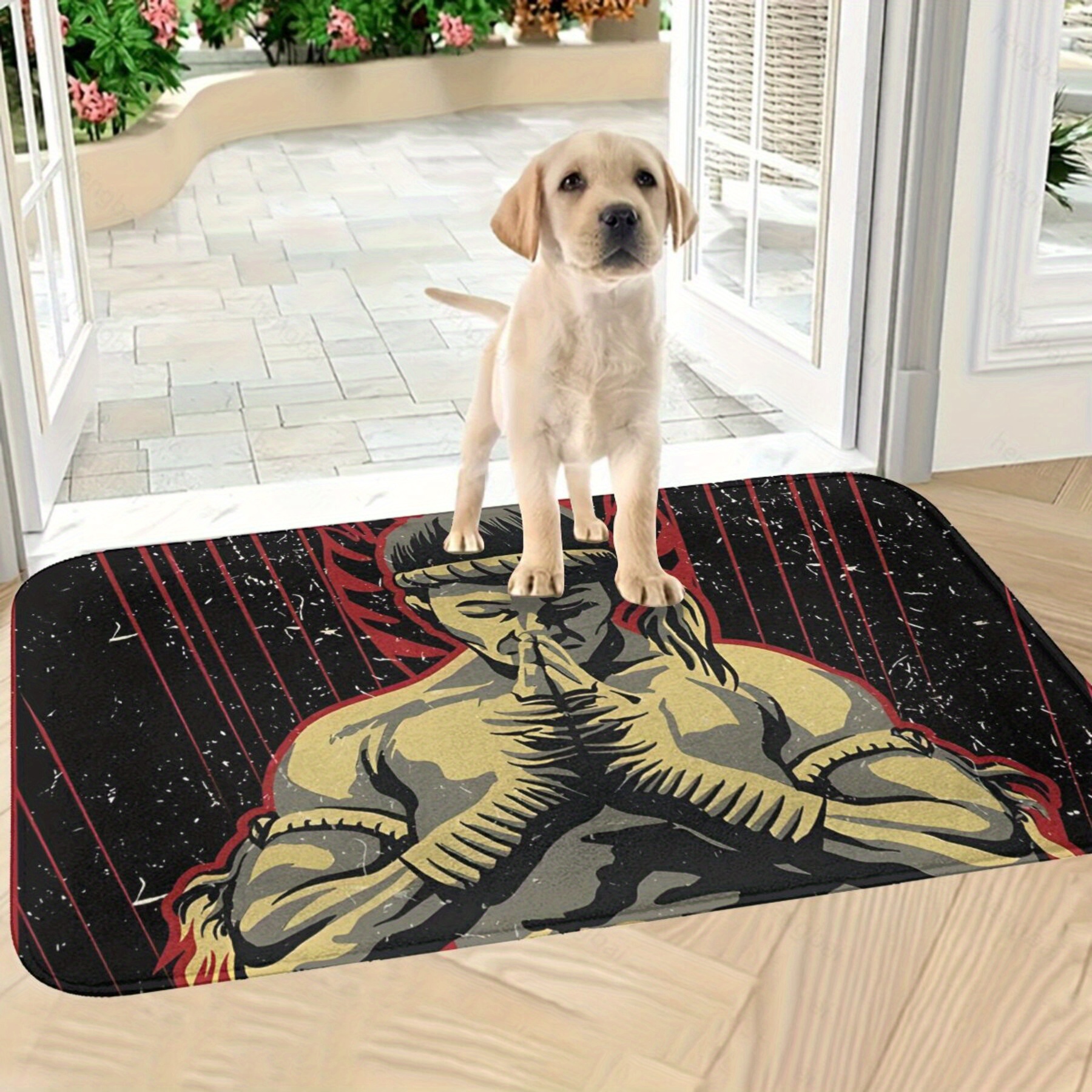 muay thai tiger non slip doormat vibrant polyester welcome Temu