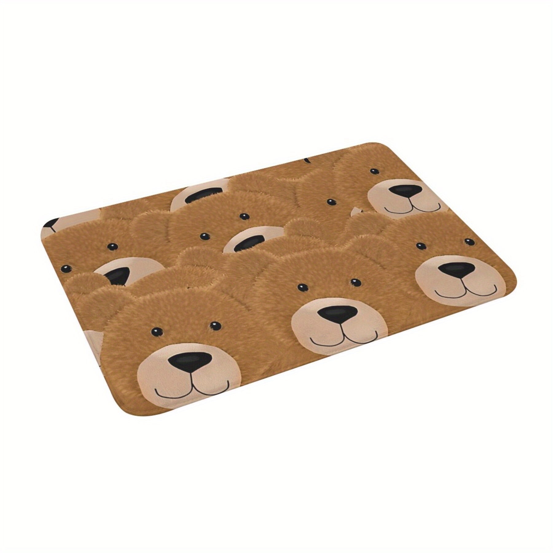 

Teddy Bear Doormat - Lightweight Polyester Welcome Rug With Anti-slip Backing, Machine Washable, Rectangular Home Decor For Christmas - 1pcs