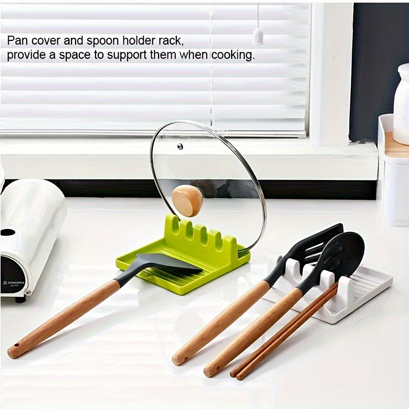 1pc multifunctional kitchen storage rack plastic utensil rest with pan cover and spoon holder wall mounted organizer for cookware lids and spatulas no electricity needed   accessory details 6