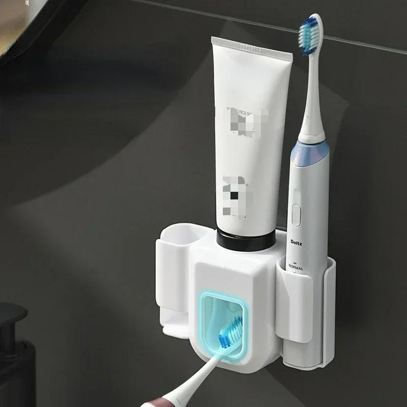 

[minimalist Style] Sleek Electric Toothbrush Holder With Dual Slots - Wall-mounted, No-drill Installation, Space-saving Design For Modern Bathrooms