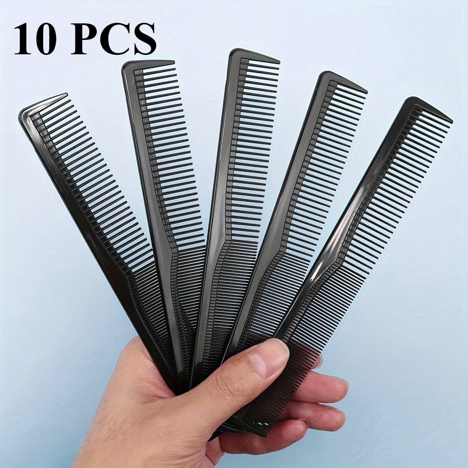 Black Hair Comb With Dual-width Teeth For All Hair Types - Abs Plastic Handle, Reverse Design