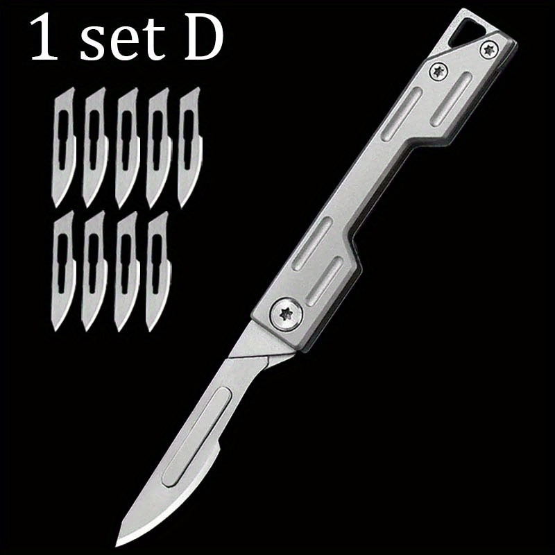 TEMU Portable Set Replaceable Blades, Steel Knife Multipurpose Knife Kit Sharp Knife Knife Kit Knife Engineering Knife Knife Tool Camping Knife