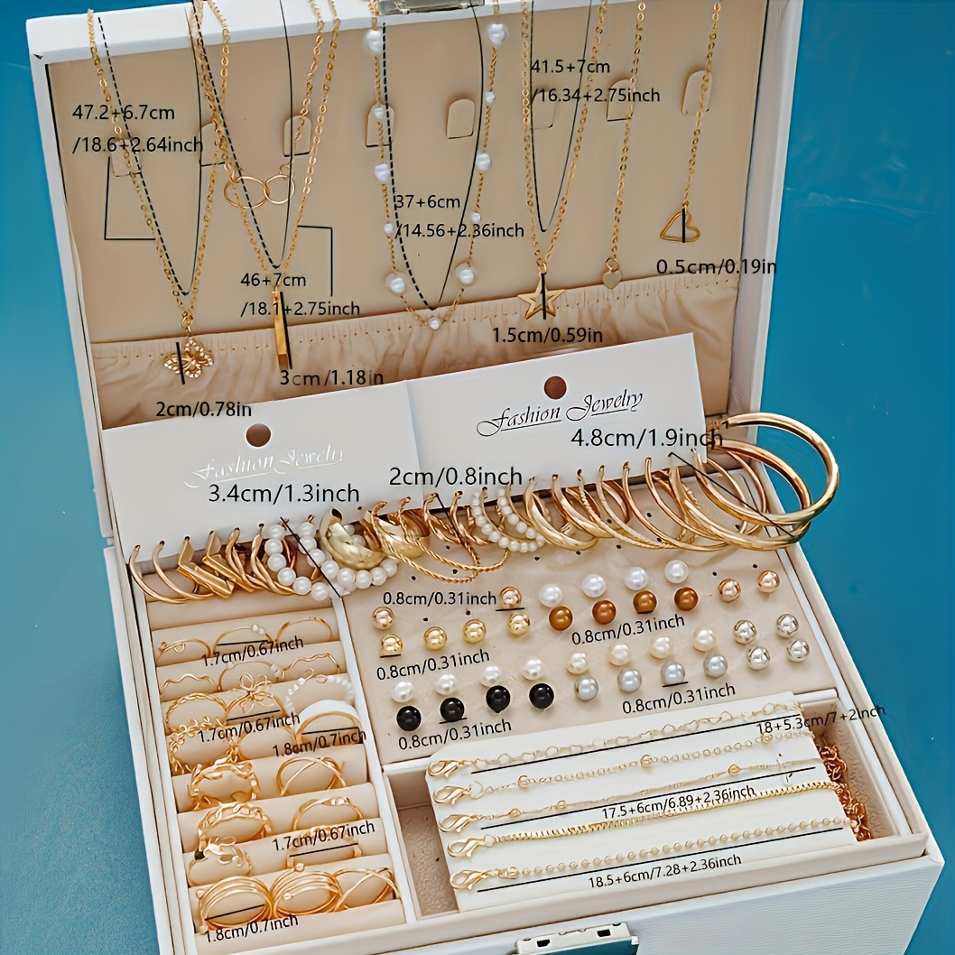 

86-piece Chic Jewelry Set Including Necklaces, Earrings, Rings, Matching Outfits, Party Accessories, Casual Date Decorations (without Gift Box)