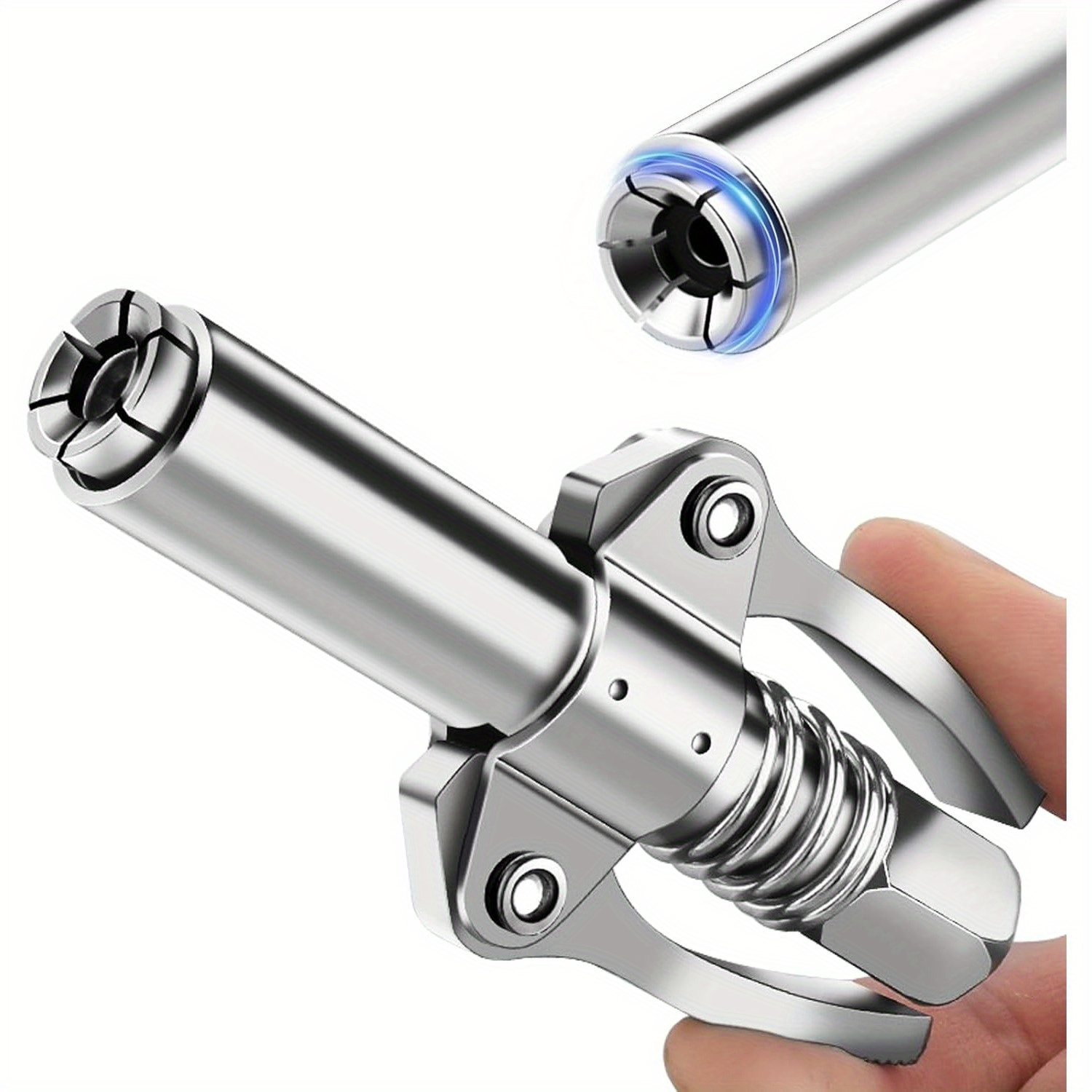stainless steel grease gun adapter kit high pressure lubricator nozzle connector   non slip design with triple spring mechanism for   force     for all 1 8 npt grease guns 2