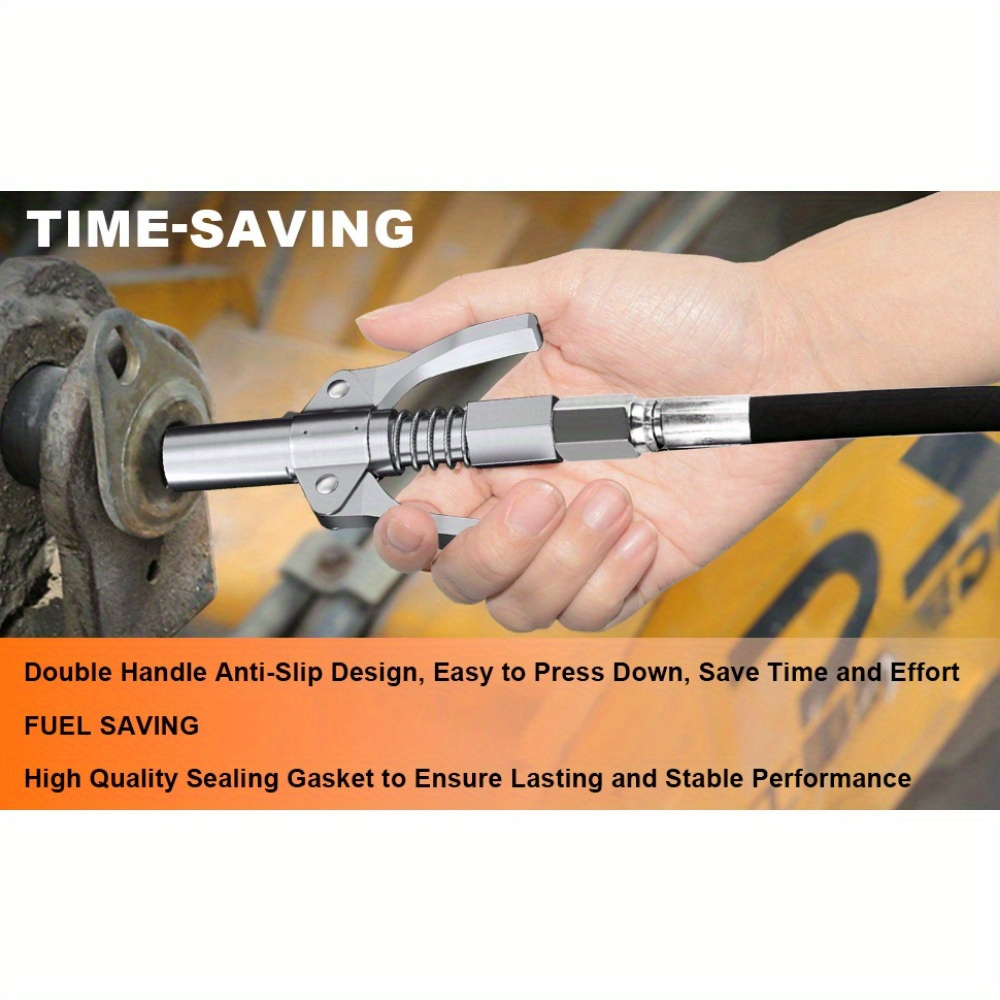 stainless steel grease gun adapter kit high pressure lubricator nozzle connector   non slip design with triple spring mechanism for   force     for all 1 8 npt grease guns details 2