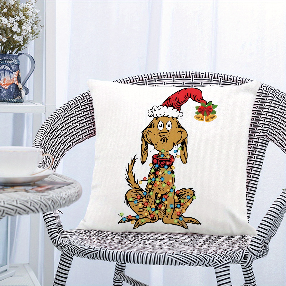 

Christmas Plush Pillow Cover - Soft, Comfortable & Stylish For Sofa And Home Decor, Zip Closure, Machine Washable