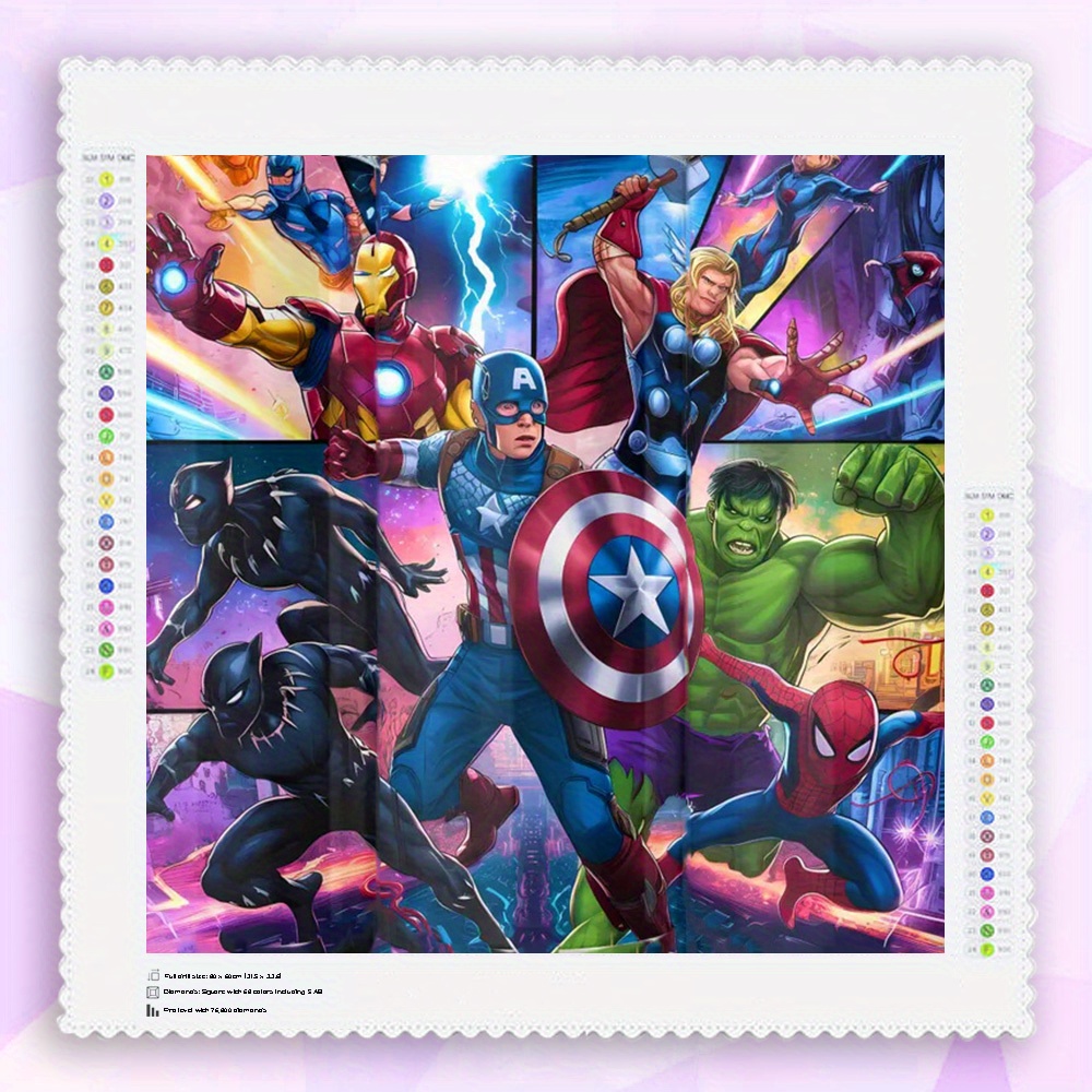 

5d Diy Diamond Painting Kit, Round Diamond, Premium Flocked Fabric, Cartoon Superhero Theme, Mosaic Embroidery Artwork For Room Wall Decor, Home Decoration, Ideal Gift For Family, Friends, Teachers