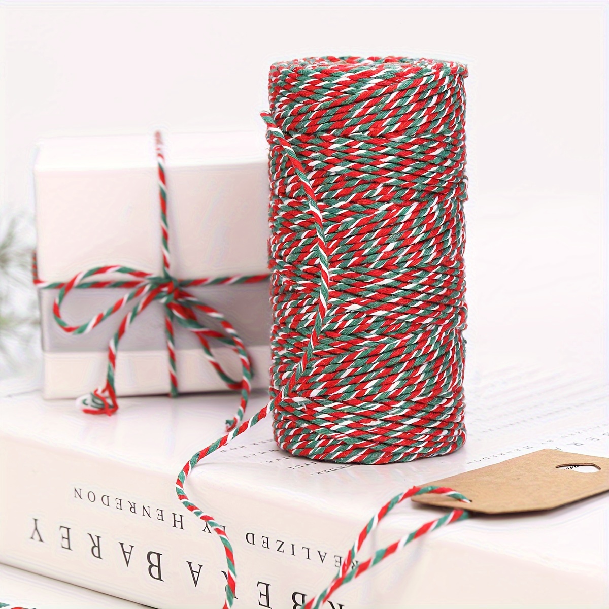 

Christmas Craft Rope - 1 Roll, Handmade Diy Gift Wrapping & Party Decor String, Non-waterproof Fabric Cord For Holiday Presents And Tags, Christmas Ribbon