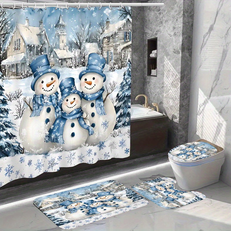 

Snowman Bathroom Decoration Set, 1pc/4pcs, - Polyester Bath 12 , , Rug, , ,