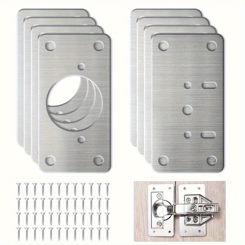 

1 Set Of Hinge Repair Boards, 8pcs Hinge Repair Board Door, With 48 Screws, Furniture Cabinet, , Kitchen Door Hinge Repair Kit Door