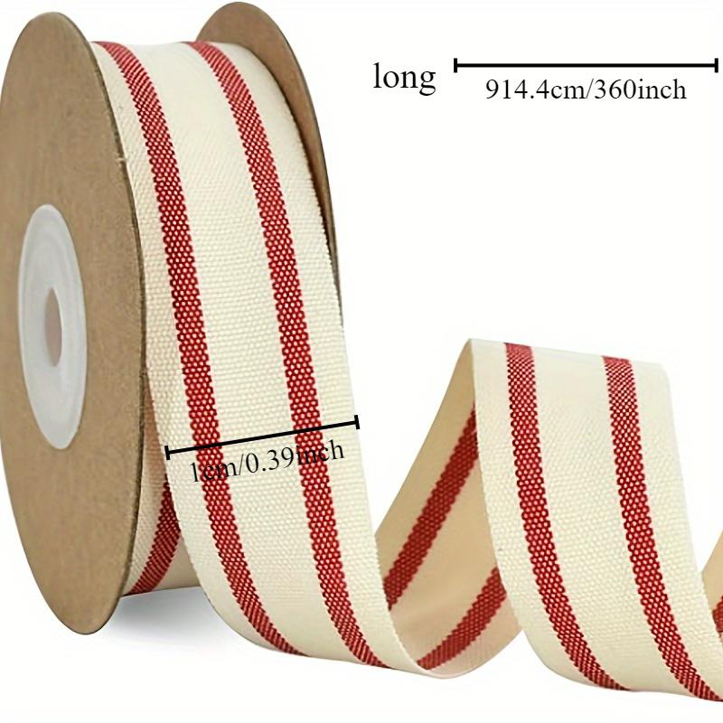 Image of 1 Roll Long Red/black Striped Ribbon, Natural Handmade Trim, Suitable For Gift Wrapping, Crafts, Holiday Wedding Valentine's Day Christmas Birthday Party Decorations