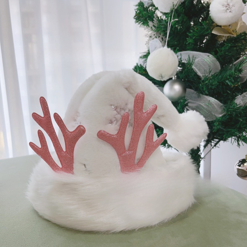 

Sparkling Reindeer & Christmas Hat - Soft Polyester , Fashionable Holiday Accessory For Women