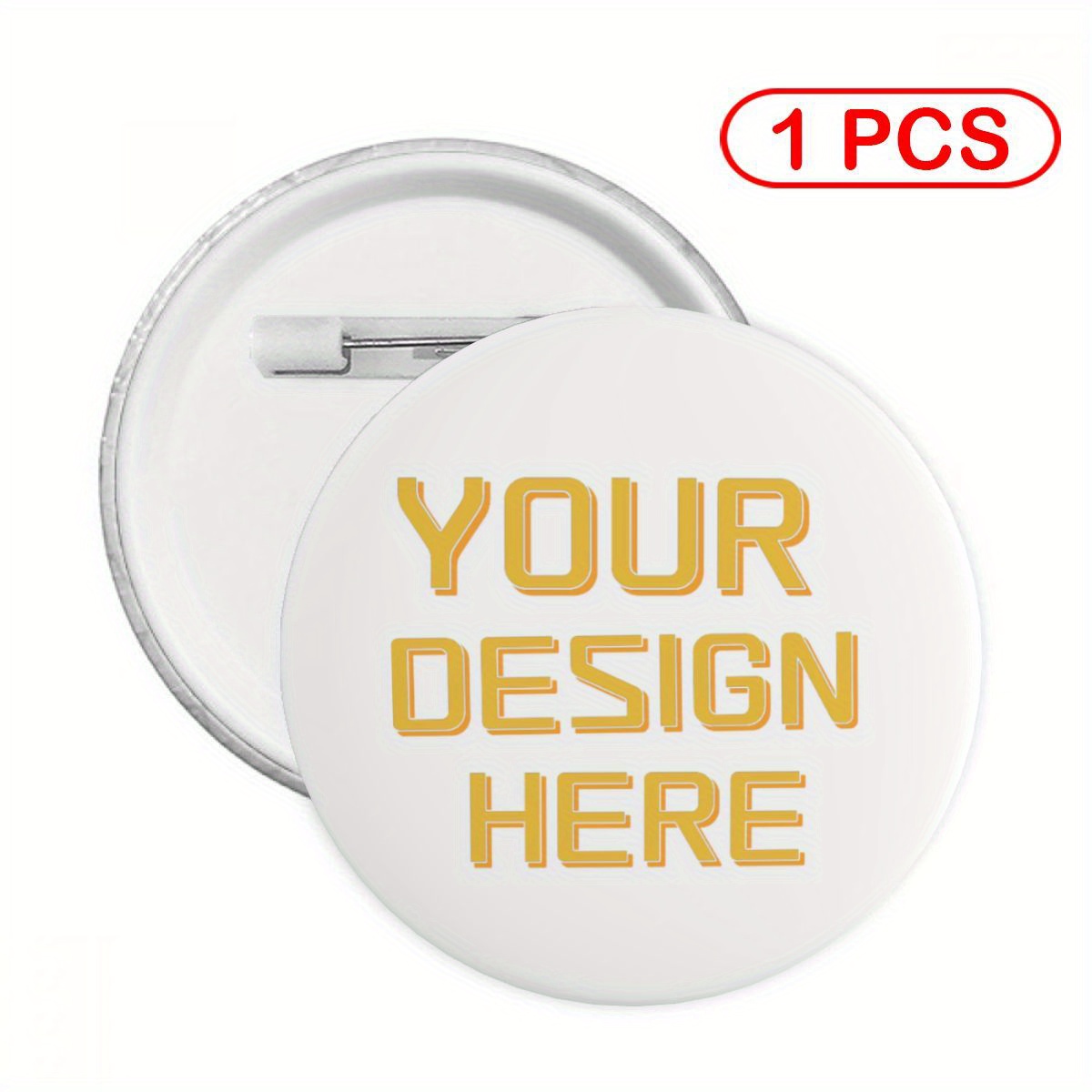 

Customizable Enamel Pin, Personalized Badge, 1pc, Round, White With Golden Text, Diy Name & Photo, Ideal For Teams, Groups, Advertising, Supplies, Sewing Embellishments, Decorative Buttons