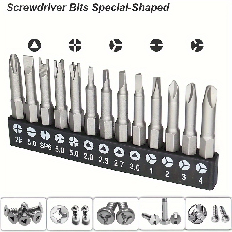 

13- Set - Screwdriver Bit Set For And - U-, Y-tip, , And - 1/4 Hex Shank For Diy