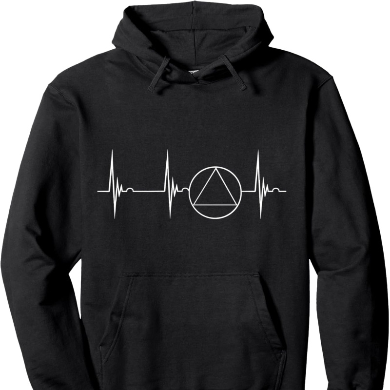 

Sober Sobriety Heartbeat Ekg Pullover Hoodie - Fashionable Cut With Front Pouch Pocket, For