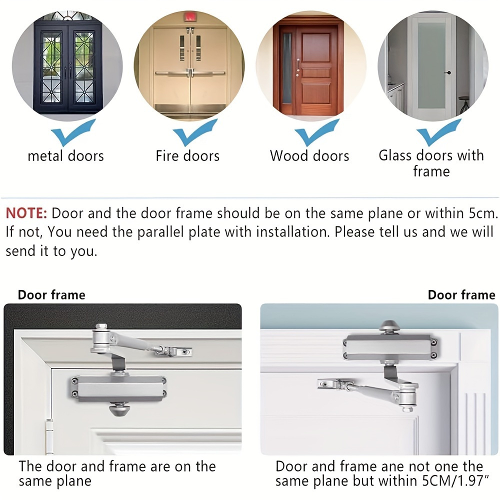 Door Closer, 45-65Kg Automatic Hydraulic Door Closer Adjustable Hydraulic Door Closer Spring Door Closer with Locking Function Bufferclosed for Commercial And Private Home