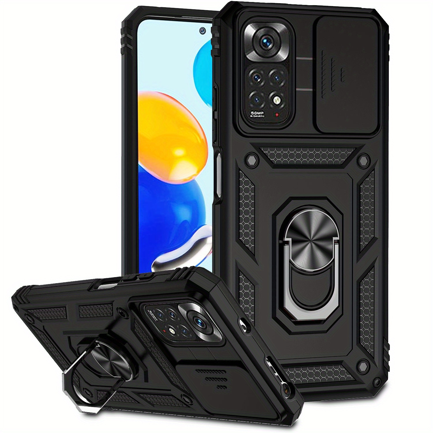E-shop Handyhülle für Redmi Note 11 4G – Stoßfeste Armor Slide Lens Schutzhülle mit Rückseite