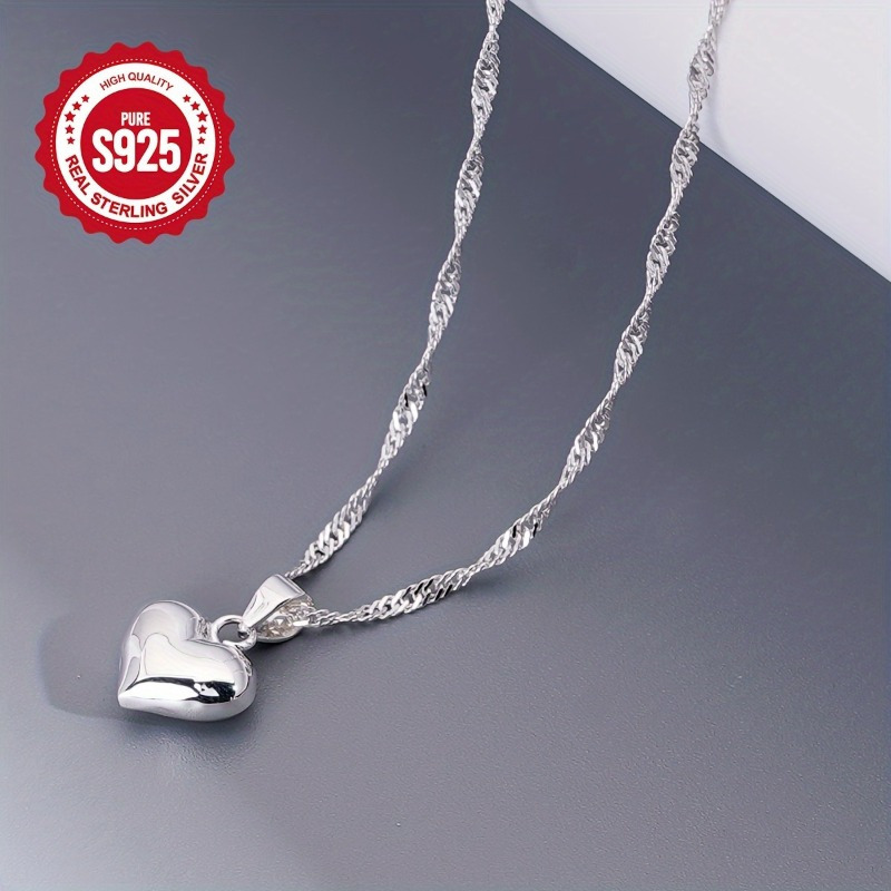 

Pure S925 Silver Heart-shaped Pendant Necklace - Suitable For