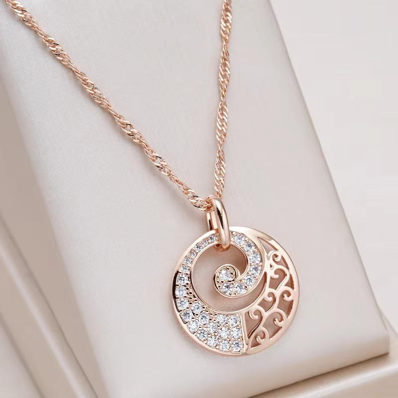 E-shop 1 Paar Luxus Goldfarbene Hohle Blumenmuster Halskette Boho Anhänger Braut Hochzeit Schmuck Valentinstagsgeschenke