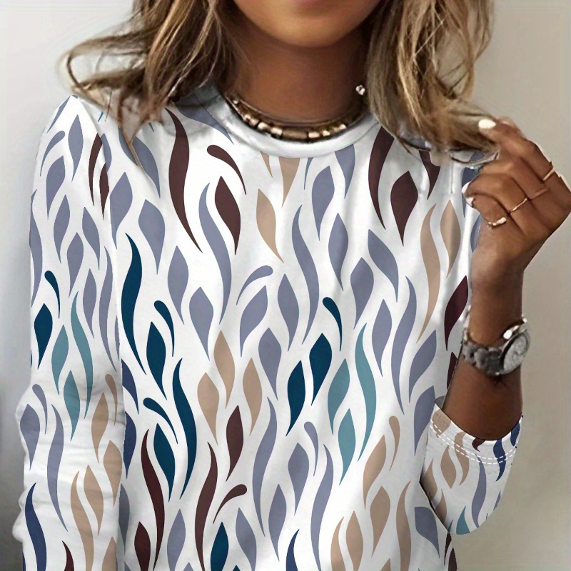 

Women's T-shirt - Comfy Long Sleeve Crew Neck - Spring & Fall Casual Wear