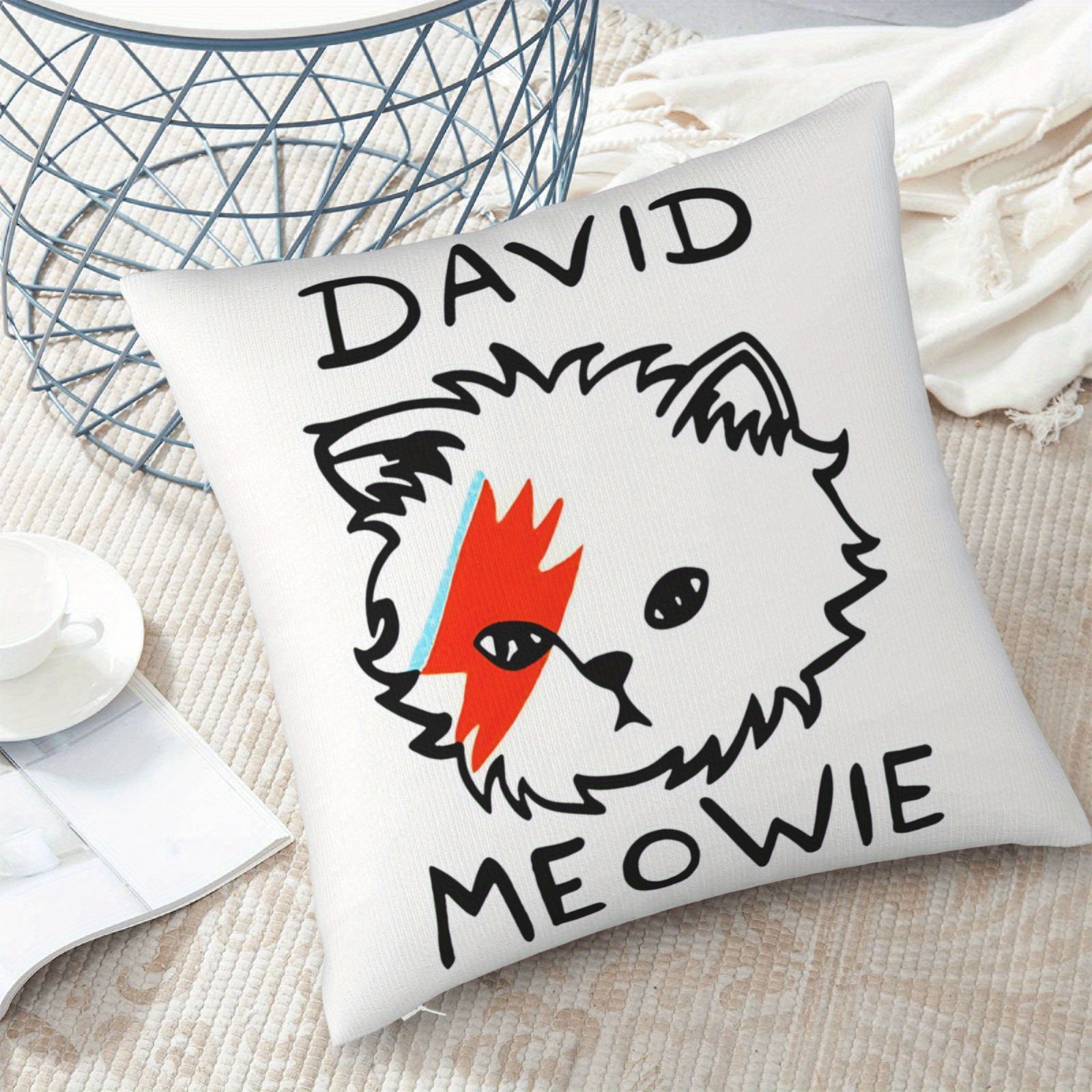 

Xmsj Bohemian Knit Polyester Throw Pillow Cover 18x18 Inch, David Cat Design, Double-sided Print, Decorative Zippered For Living Room, Machine Washable, Gift - No Insert