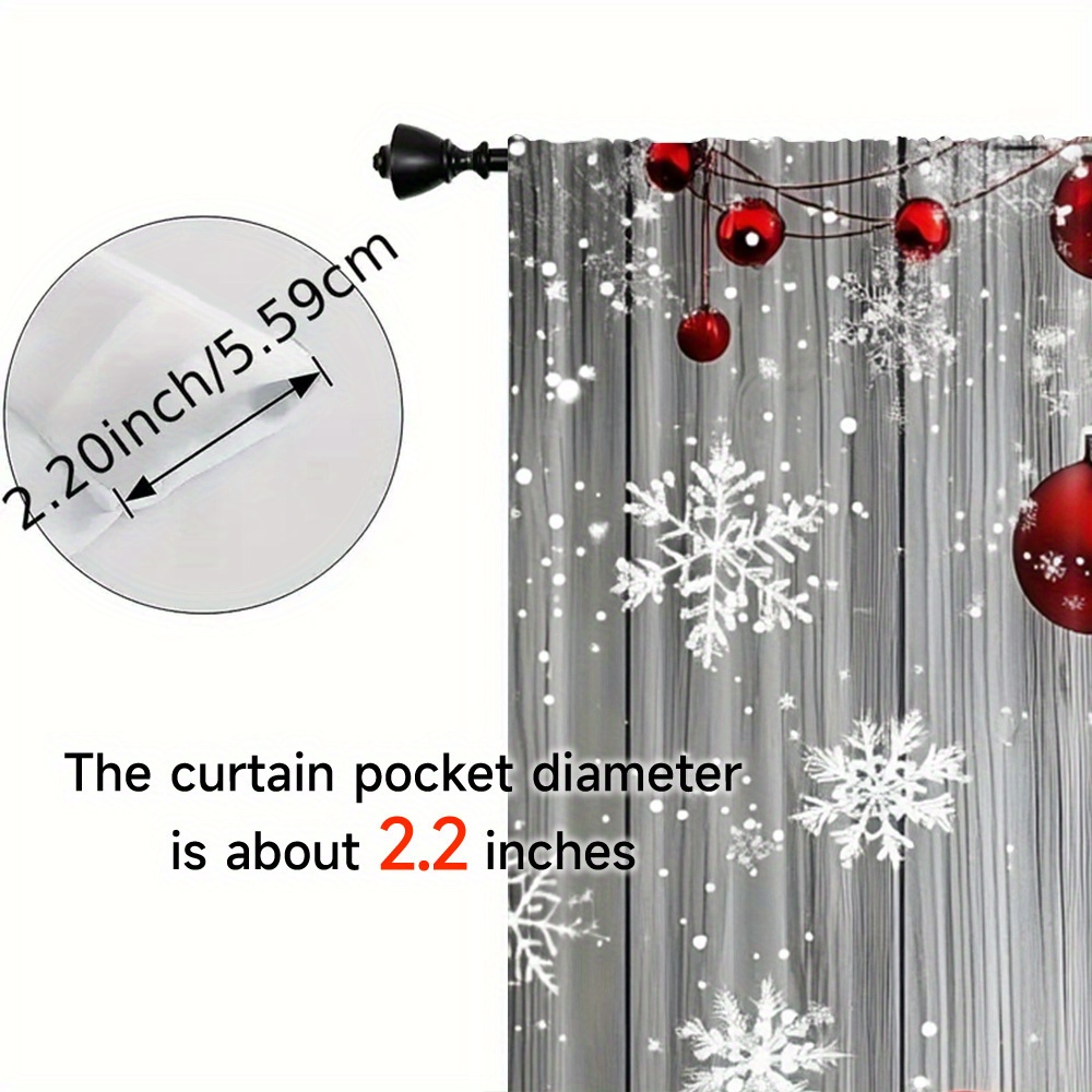 2 pack polyester christmas curtains snowman and festive ornaments design washable holiday window treatments for living room kitchen dining room home decor suitable   14 rod not included details 9