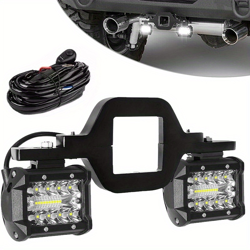 TEMU 4 Inch Hitch Led Work Lights With 2.5 Inch Tow Hitch Mount Bracket And Wiring Harness Led Off-road Driving Light Bar For Truck Trailer Suv Pickup Car For , Without Battery