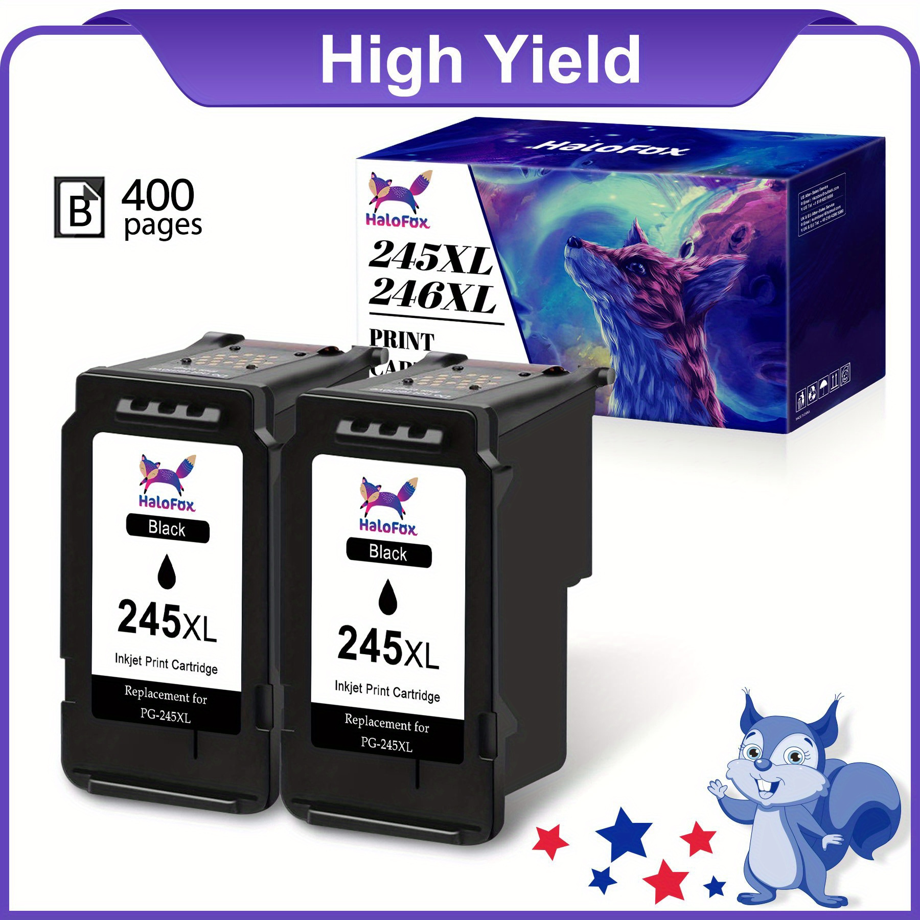 

2x Pg-245xl Ink Cartridges For 245 Mg2420 Mg2520 Mg2522 Mg2525 Mg2550 Mx492 Mx495 Tr4520 Tr4522 Ts3120 Ts3122