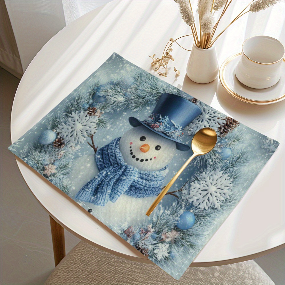 

4pcs Christmas Placemats - Christmas Snowman & Pattern, Dining Table , , , For Christmas