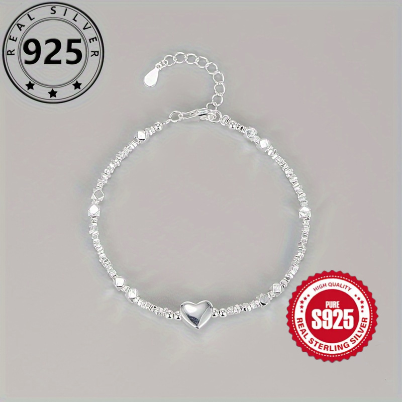 

Heart-shaped S925 Sterling Silvery Bracelet, Broken Silvery Bracelet, Elegant And Fashionable Memory Sweet Handmade Bead Bracelet Jewelry