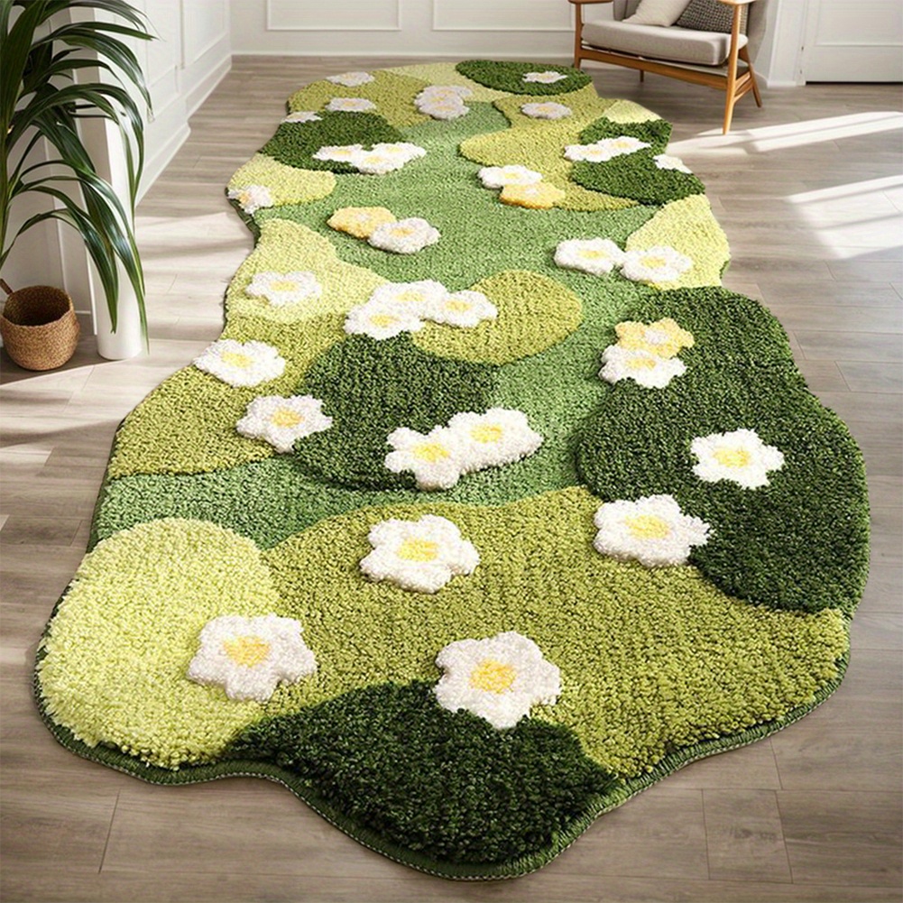 Flower Floor Mat / Black × White flower mat sold on Temu United States