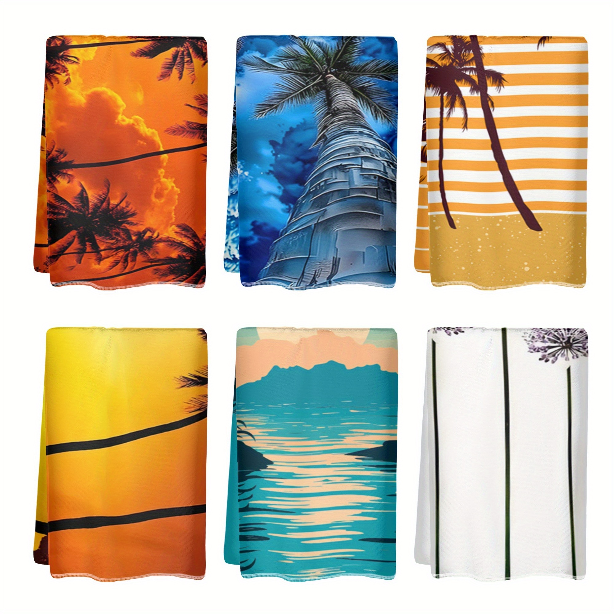 

6pcs Beach Towel Set - 18x26 Inch, Quick Dry & Sand-free, Microfiber, Pool, Camping & Travel