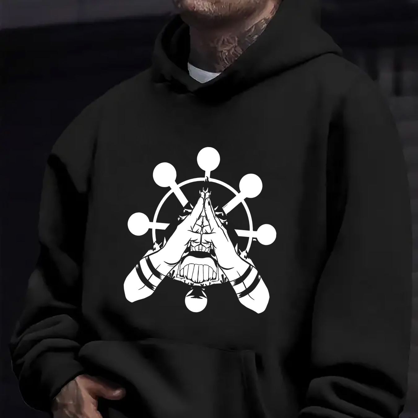 

Men's Casual Fashion Printed Pattern Comfortable Loose Kangaroo Pocket Hoodie